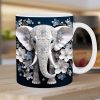 3D Elephant Flowers Mug – Customizable Ceramic Coffee Mug for Animal Lovers - Image 6