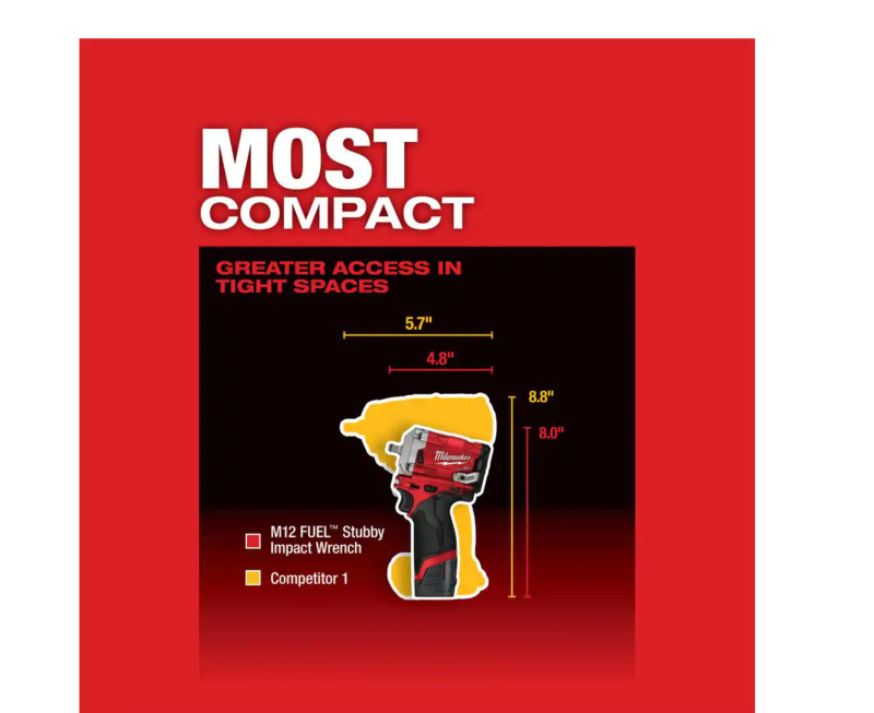 2554-22-2457-20 M12 FUEL 12V Lithium-Ion Brushless Cordless Stubby 3/8 in. Impact Wrench Kit with M12 3/8 in. Ratchet - Image 24