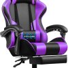 GTPLAYER Gaming Chair, Computer Chair with Footrest and Lumbar Support, Height Adjustable Game Chair with 360  -Swivel Seat and Headrest and for Office or Gaming (White)
