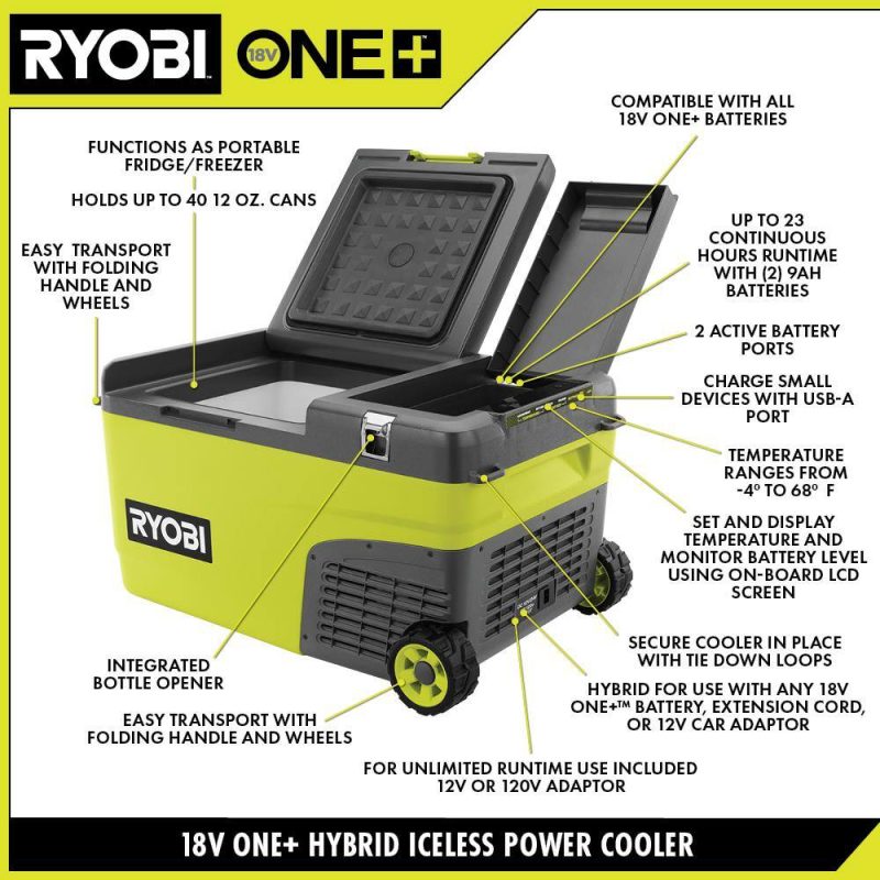 RYOBI ONE+ 18V 24 Qt. Hybrid Battery Powered Iceless Cooler (Tool Only) Pi1824QBT - Image 3