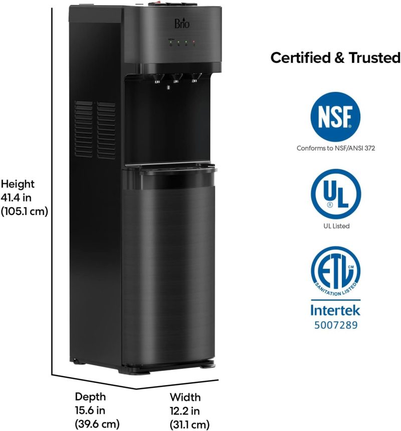 Self Cleaning Bottom Loading Water Cooler Water Dispenser  ?Black Stainless Steel - 3 Temperature Settings - Hot, Room & Cold Water - Image 10