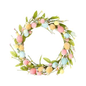 42cm Easter Eggs Garland Wreaths Artificial Flowers Wall Decor DIY Party Easter Ornaments Hanging Easter Decoration for Home