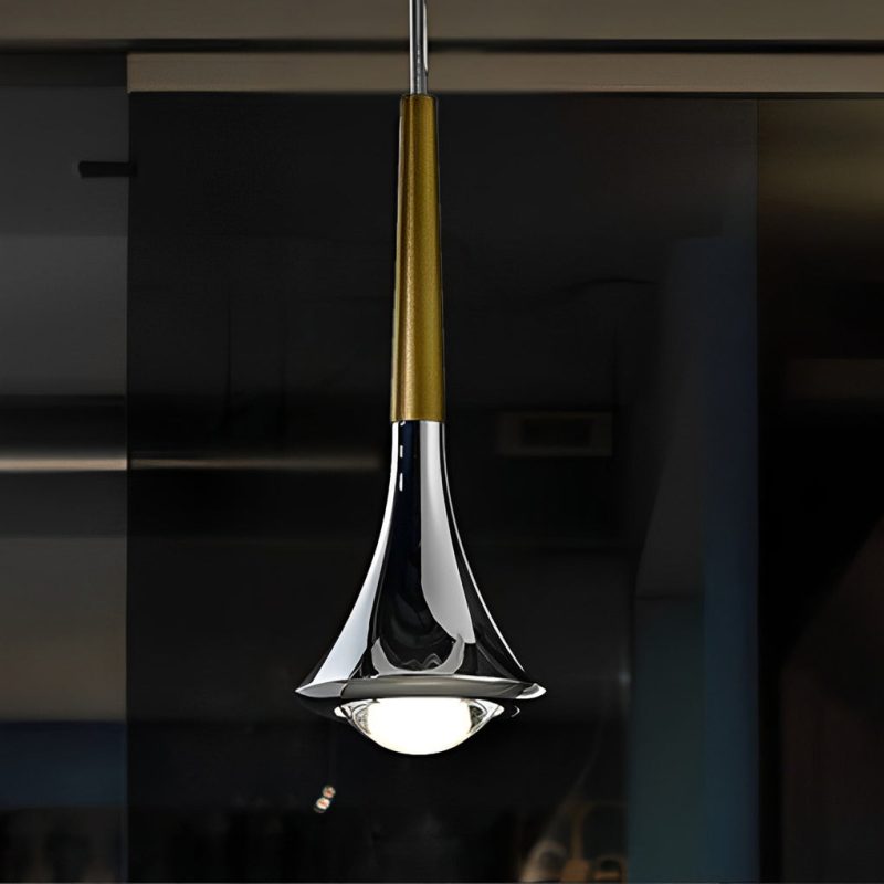 1-Light Water Drop Metal LED Nordic Stair Pendant Light - Image 9