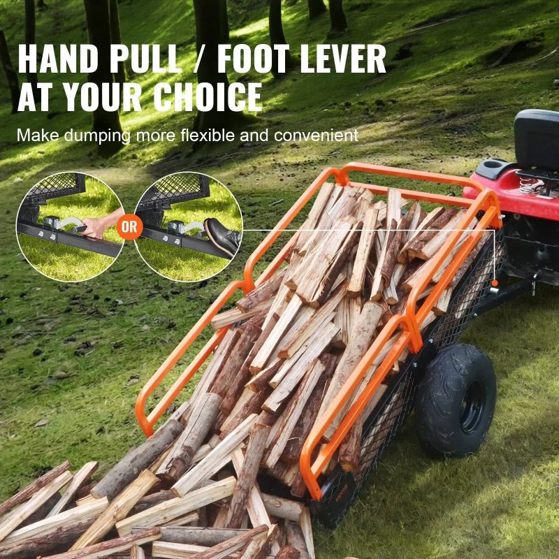 VEVOR Heavy Duty ATV Trailer Steel Dump Cart, 750-Pound 15 Cubic Feet, Garden Utility Trailer with Removable Sides for Riding L - Image 12