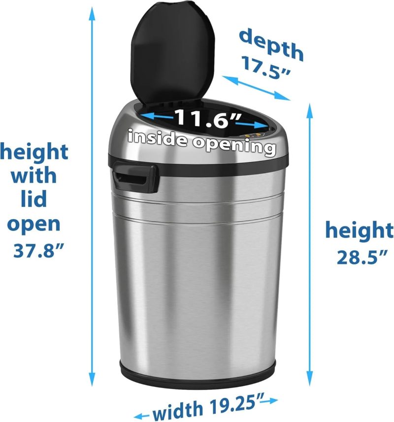 iTouchless 18 Gallon Stainless Steel Trash Can with Odor Control System - 图片 6