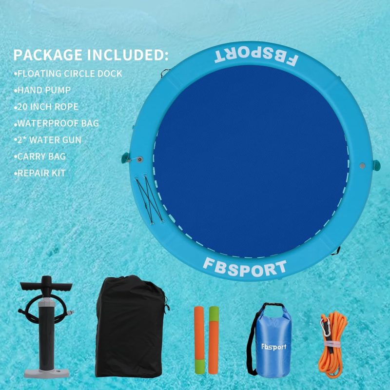 Inflatable Dock Floating Platform, 8ft Inflatable Water Hammock Floating Deck for Lake W/Cupholder, Round Floating Ring Float Ring, Pool Float Raft Lounger Island Platform Pad - 图片 15