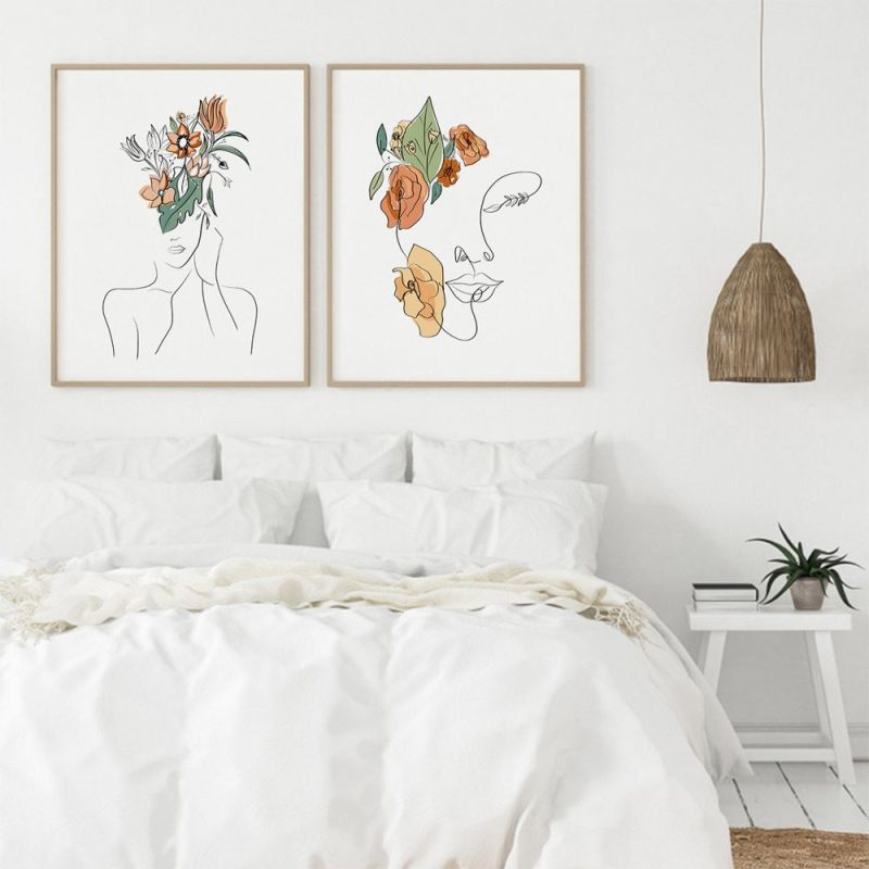 Abstract Line Floral Lady Wall Art - Image 2