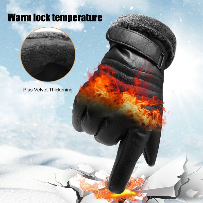 -30°C Leather Waterproof Winter Warm Ski Gloves | Touch Screen Compatible - Image 7