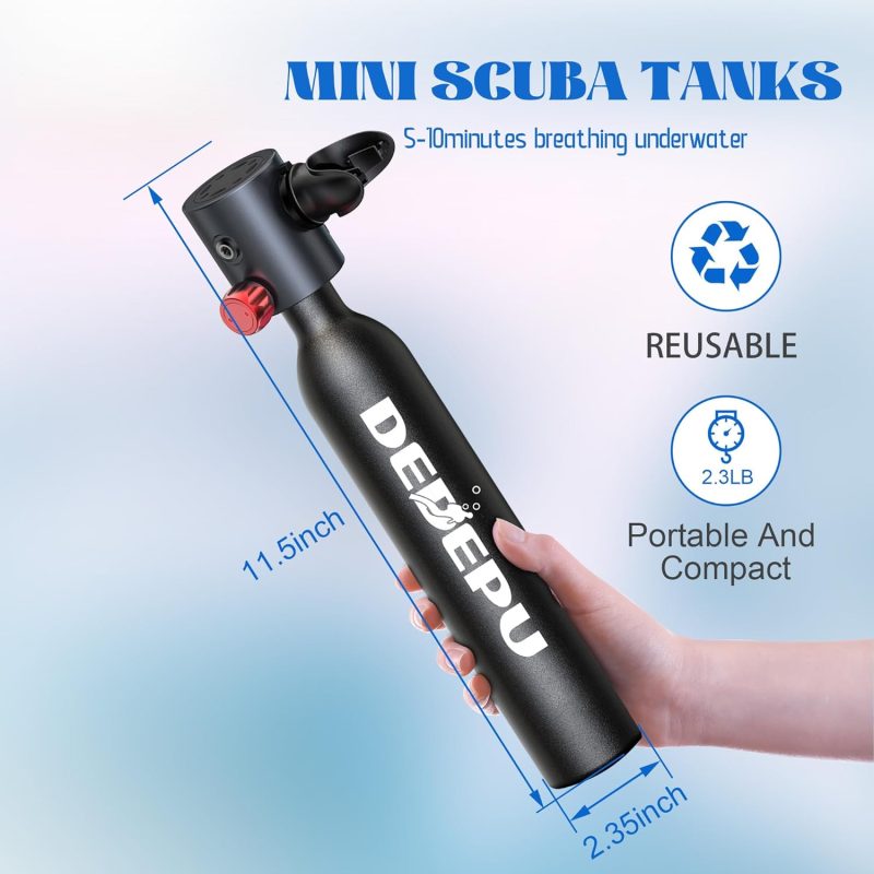 Scuba Diving Tank,0.5L Constant Pressure Mini Scuba Tank, Dive Tanks with On-Off Valve, 5-10 Minutes Underwater Capability, Portable Mini Scuba Tanks, Scuba Diving Tanks with Pump - Image 12