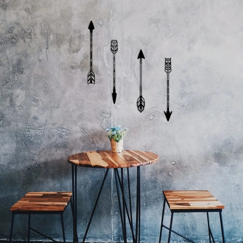 4 Pcs Black Metal Arrow Wall Art Set - Image 5