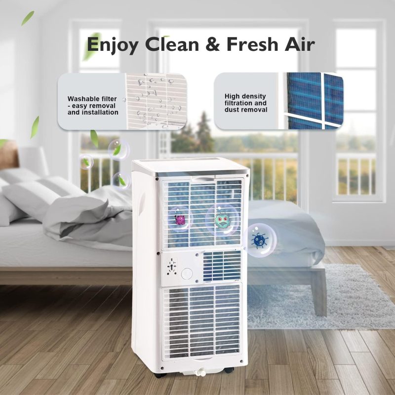 Portable Air Conditioner Cools up to 300 Sq.ft, 4-IN-1 Portable AC Unit with Cooling, Dehumidifier, Fan, 24H Timer (Window Venting Kit Included) - Image 14