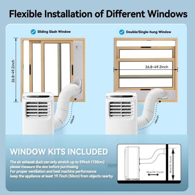Portable Air Conditioner Cools up to 300 Sq.ft, 4-IN-1 Portable AC Unit with Cooling, Dehumidifier, Fan, 24H Timer (Window Venting Kit Included) - Image 29