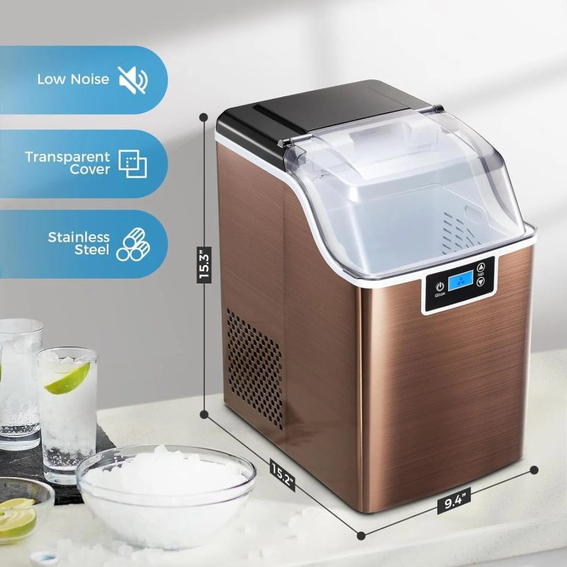 Ice Makers Countertop, 45lbs/Day Pebble Ice Maker Machine with 24-Hour Timer, Self-Cleaning Sonic ice Maker with Ice Scoop - 图片 4