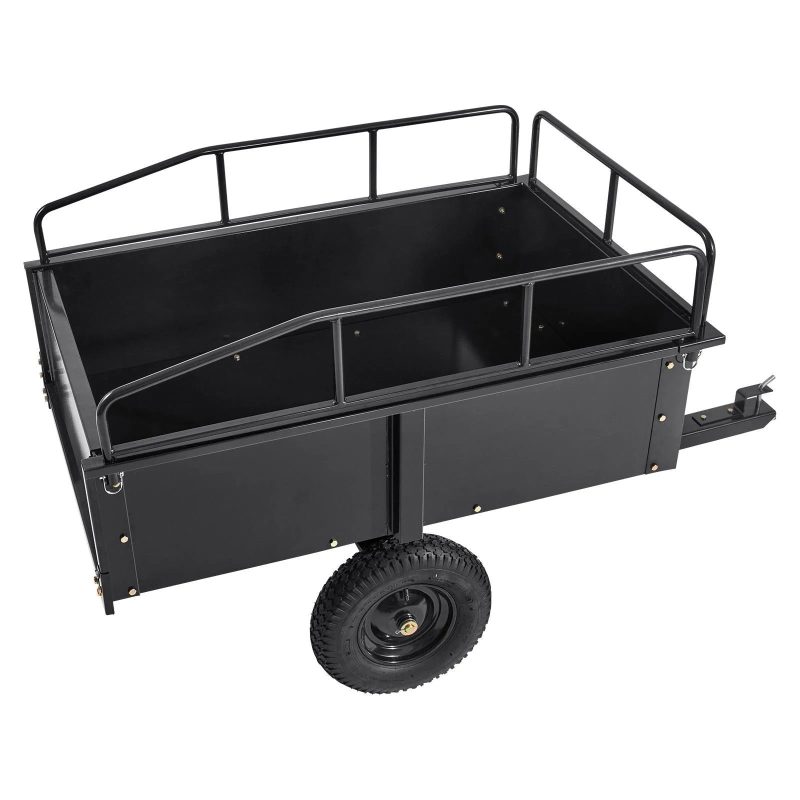 VEVOR Heavy Duty ATV Trailer Steel Dump Cart, 750-Pound 15 Cubic Feet, Garden Utility Trailer with Removable Sides for Riding L - MadeInUSA - Image 4