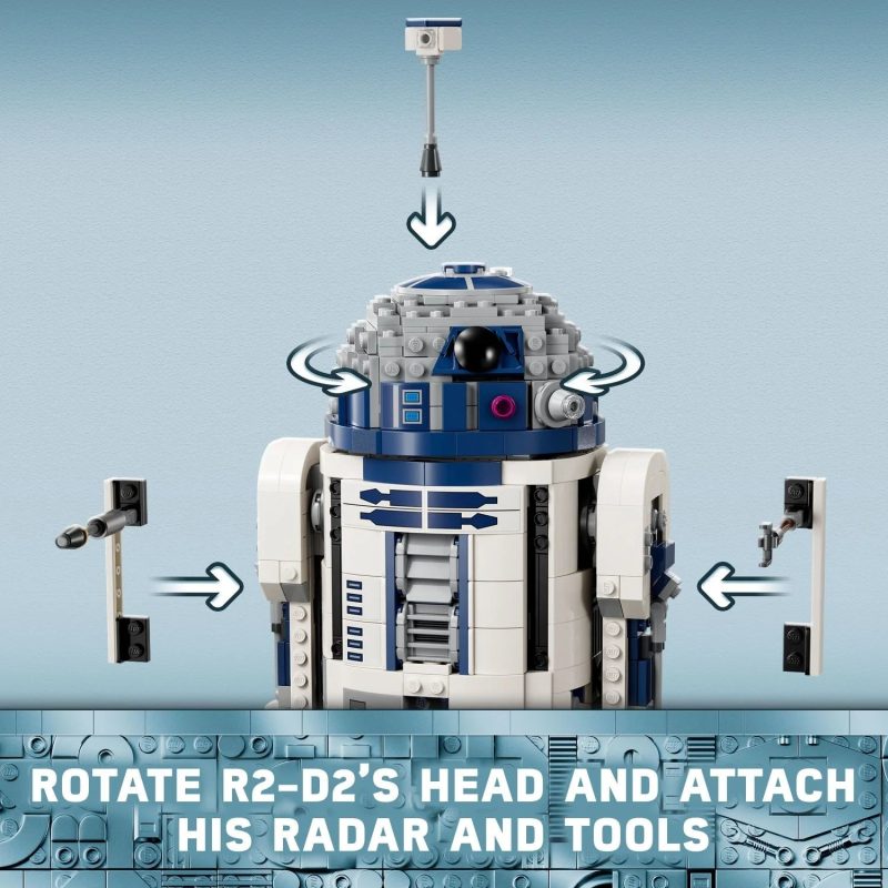 LEGO Star Wars R2-D2 Brick Built Droid Figure, Collectible Star Wars Room Décor with Exclusive 25th Anniversary Minifigure Darth Malak, Creative Play Gift Idea for Kids or Fans Ages 10 and Up, 75379 - Image 4