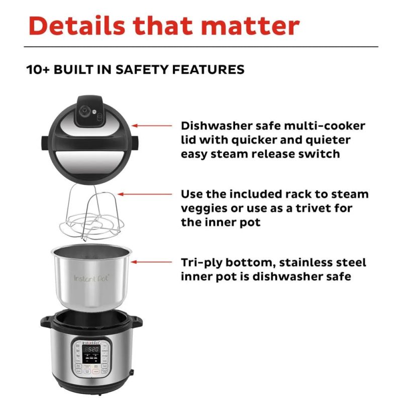Instant Pot Duo 6 Qt Electric Pressure Cooker 7-In-1 with Easy-Release Steam Switch - 图片 5