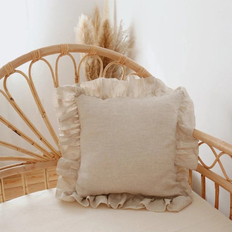 100% Pure Linen Ruffle Cushion Cover – Soft and Comfortable - Image 12
