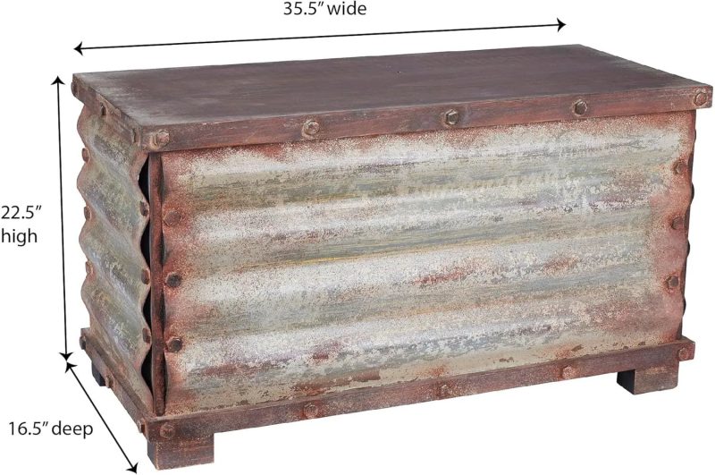 Household Essentials Decorative Box, rustic wood frame and metal siding, spacious and handcrafted - 图片 3
