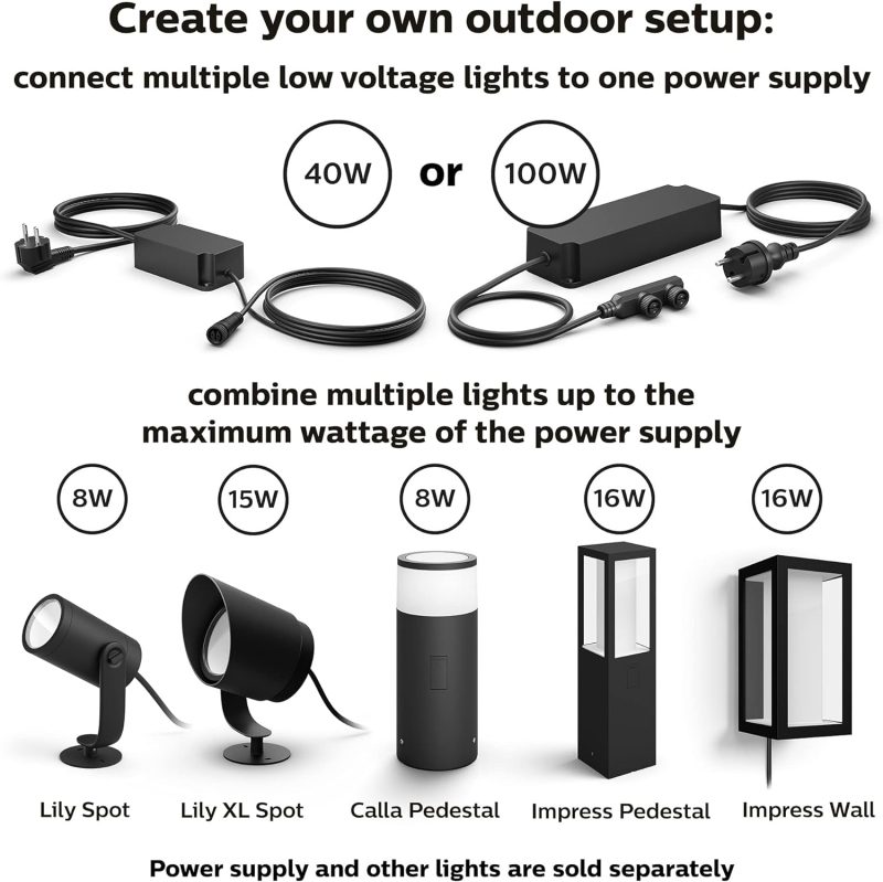 Philips Hue Lily Outdoor Smart LED Spot Light Kit, Color Changing, Weatherproof, Voice Control, 3-Pack - Image 14