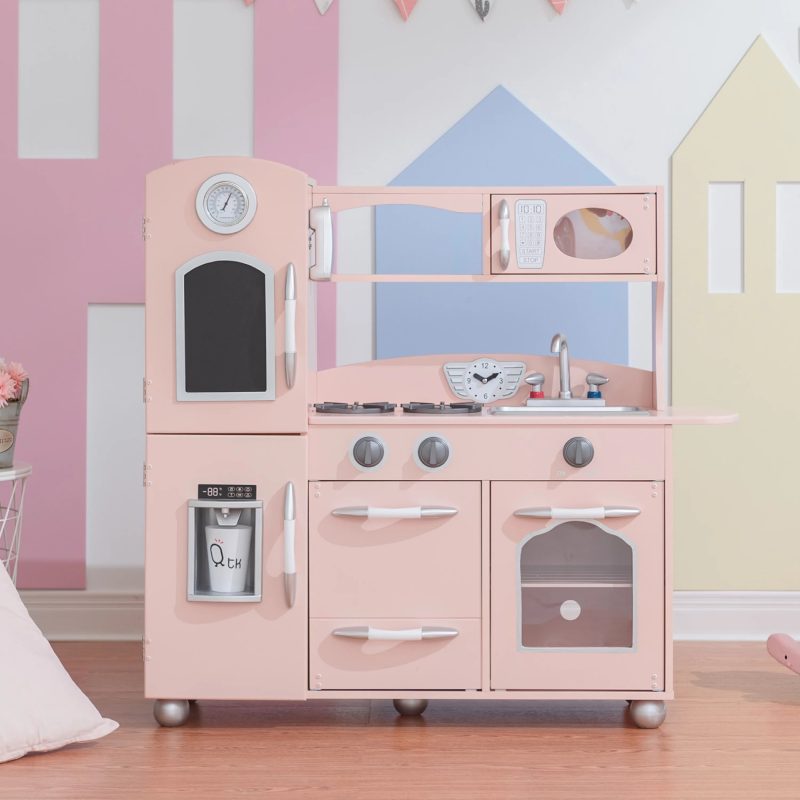 Little Chef Westchester Retro Wooden Play Kitchen, Pink - Image 6