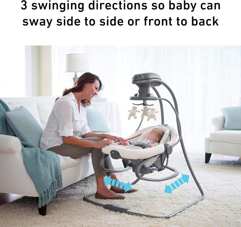 Graco DuetSoothe Swing and Rocker, Sapphire, 3-Position, 2-Speed Vibration, Portable with Carry Handles - Image 10