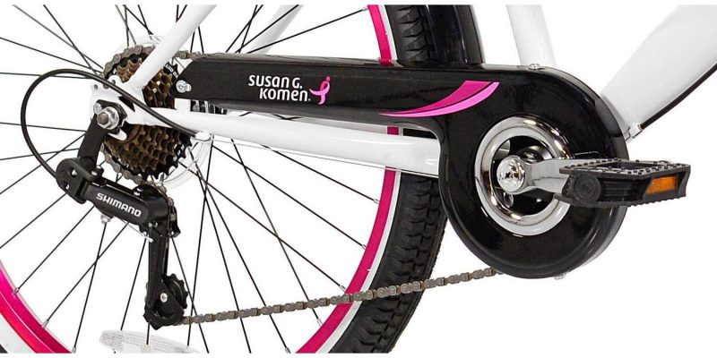 Susan G. Komen 24 In. Multi-Speed Cruiser Girl’s Bike, Pink, White and Black - Image 3