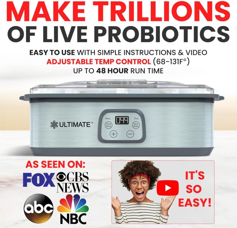 Ultimate Probiotic Yogurt Maker with Two 1-Quart Containers for Larger Batches   Make Trillions of Live Probiotics with Adjustable Temp   Time Control   Best Greek Yogurt Maker   LIFETIME WARRANTY - Image 10
