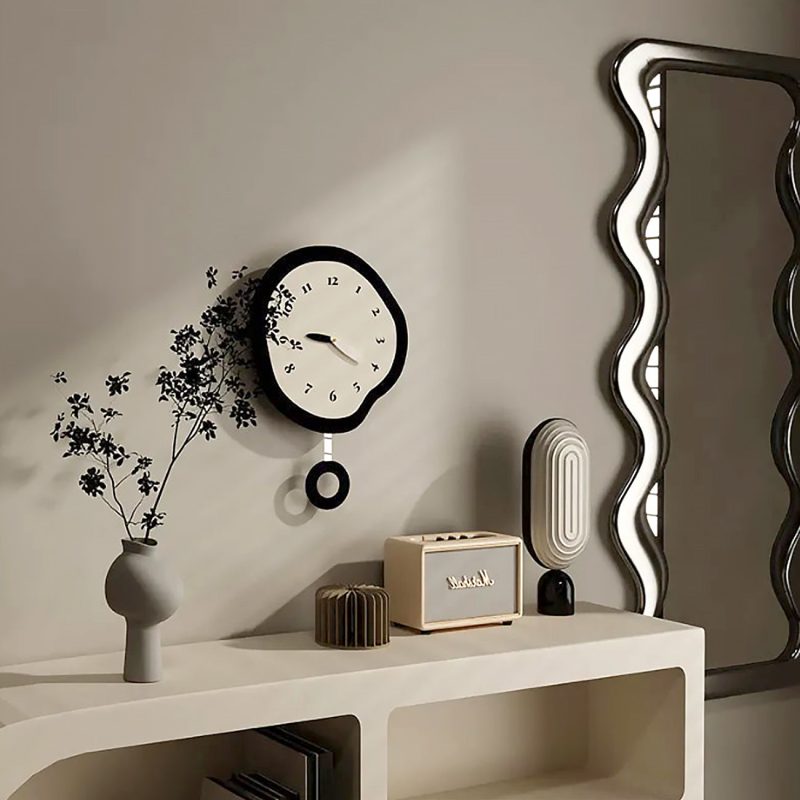 Abstract Distorted Silent Wall Clock – Modern Minimalist Pendulum Design - Image 5