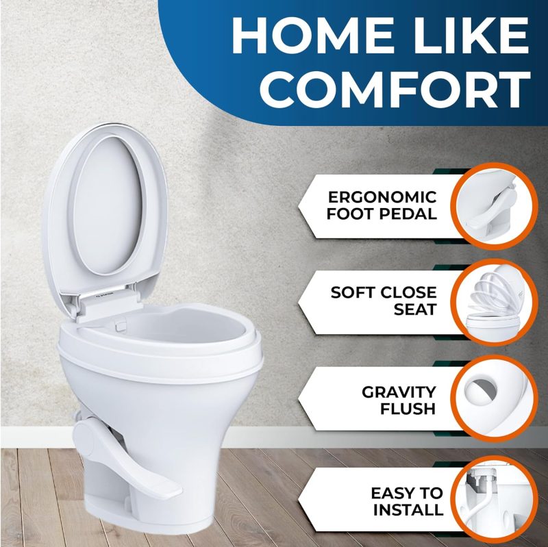 Toilet - Standard Height, Gravity Flush, Foot Pedal, Soft Close Lid with Sprayer Attachment - Image 5