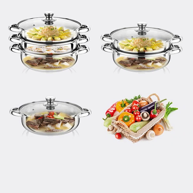 2 Piece Stainless Steel Stack and Steam Pot Set  With Lid - Image 4