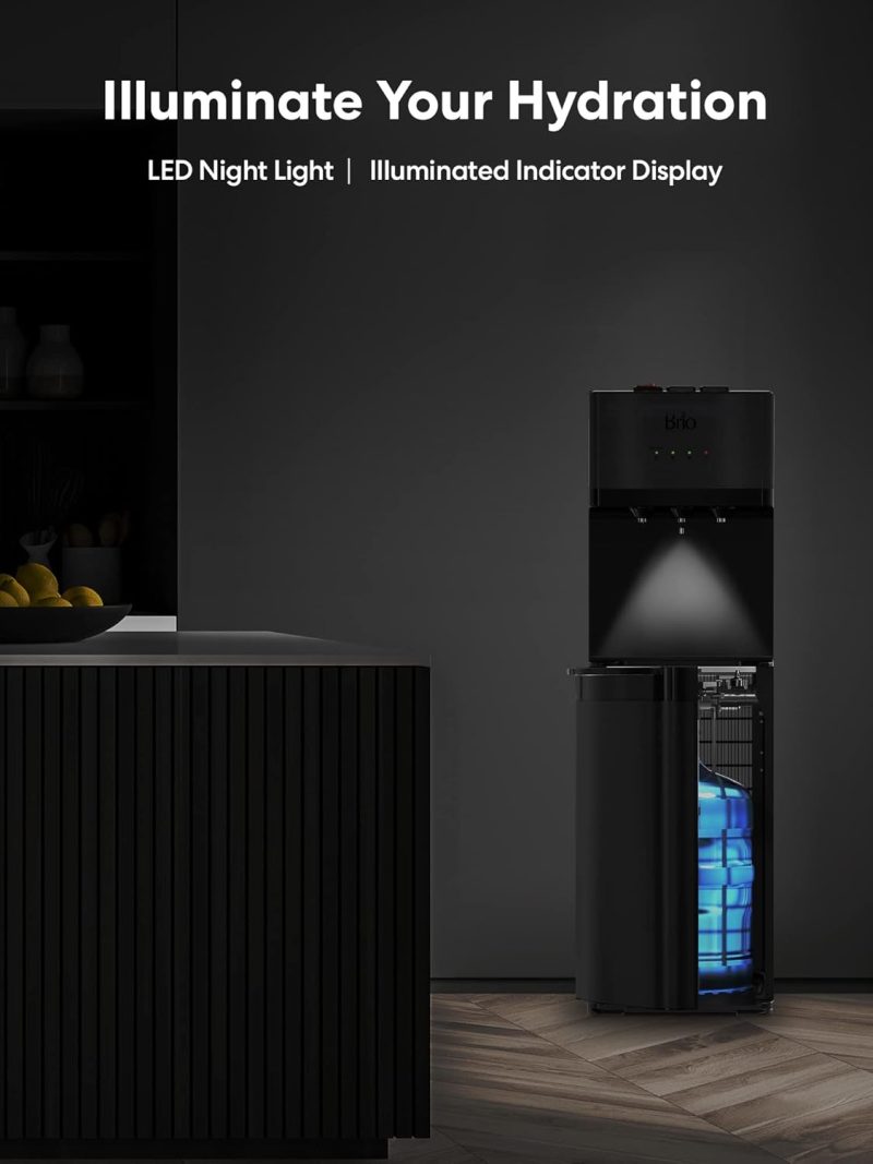 Self Cleaning Bottom Loading Water Cooler Water Dispenser  ?Black Stainless Steel - 3 Temperature Settings - Hot, Room & Cold Water - Image 8