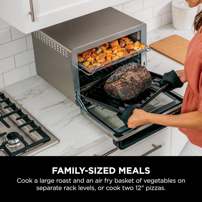 10-in-1 Smart Air Fry Digital Countertop Convection Toaster Oven with Thermometer XL Capacity and a Stainless Steel Finish - Image 4