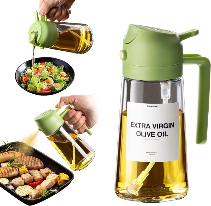 16 Oz Oil Dispenser Bottle for Kitchen – 2 in 1 Olive Oil Dispenser and Oil Sprayer – 470Ml Olive Oil Bottle - Image 10