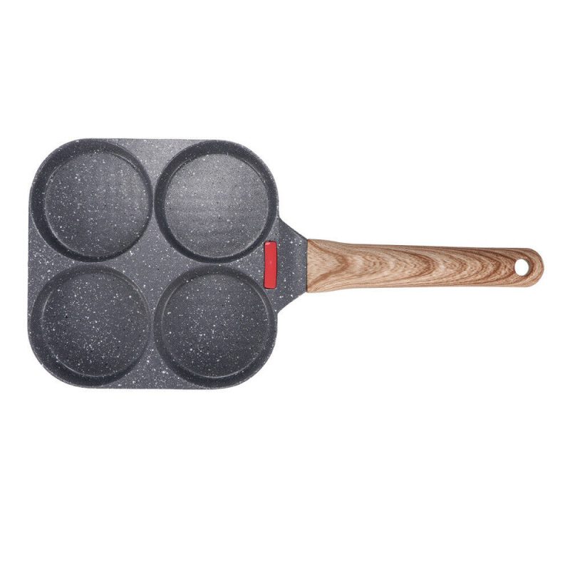 4 Hole Omelet Pan- Burger, Egg, Ham, Pancake Maker With Free Brush & Spatula - Image 8