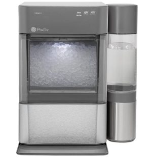 GE Profile Opal 2.0 with 0.75 Gallon Tank, Chewable Crunchable Countertop Nugget Ice Maker, Scoop included, 38 lbs in 24 hours, Pellet Ice Machine with WiFi & Smart Connected, Black Stainless Steel
