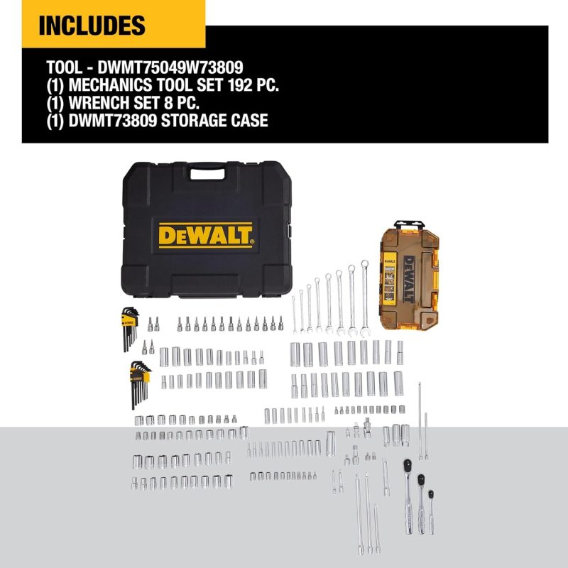 Mechanics Tool Set, SAE and Metric, 1/2, 1/4, 3/8 Drive Sizes, 192-Piece (DWMT75049) �C Multi - Image 3