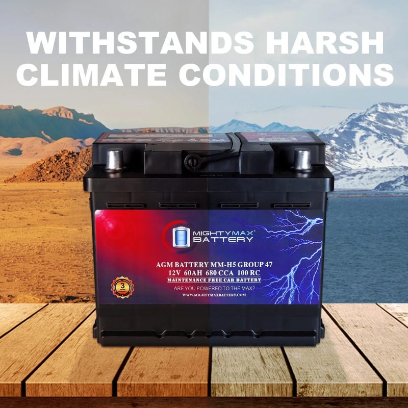MM-H5 12V 60AH AGM Car Battery, Group 47, 680 CCA, 100RC, Sealed Lead Acid, Rechargeable - Image 4