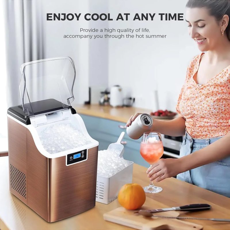 Ice Makers Countertop, 45lbs/Day Pebble Ice Maker Machine with 24-Hour Timer, Self-Cleaning Sonic ice Maker with Ice Scoop - 图片 6