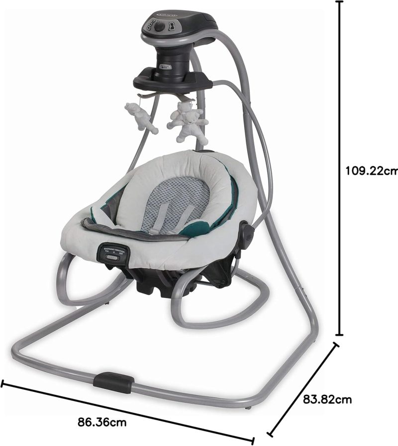 Graco DuetSoothe Swing and Rocker, Sapphire, 3-Position, 2-Speed Vibration, Portable with Carry Handles - Image 7