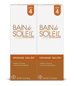 Bain de Soleil Orange Gelee Sunscreen SPF 4, 3.12 oz, Pack of 4 – Moisturizing UVA/UVB Protection, Exotic Fragrance