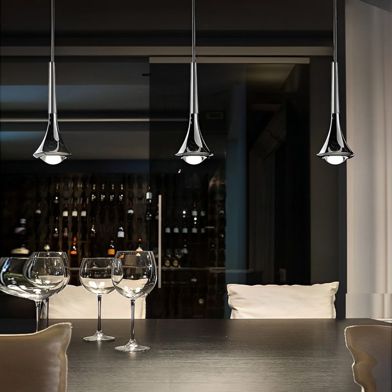 1-Light Water Drop Metal LED Nordic Stair Pendant Light - Image 10