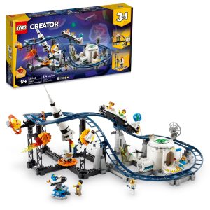 LEGO Creator 3 in 1 Space Roller Coaster, Rebuildable Amusement Park, Build as a Winding Roller Coaster or Drop Tower or Spinning Carousel, with 5 Minifigures, Building Toy Set for Kids Ages 9+, 31142