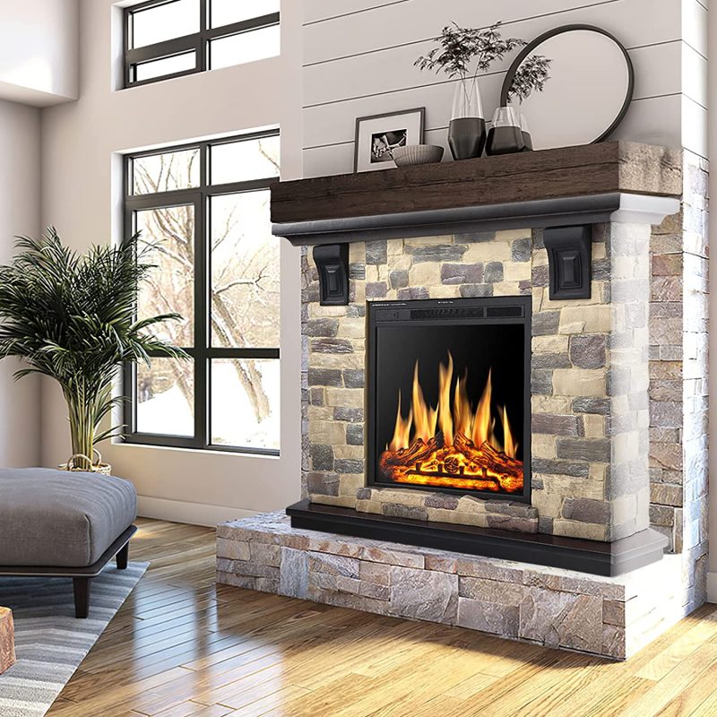 R.W.FLAME Electric Fireplace Mantel Package, 50 inch Freestanding Stone Fireplace Heater TV Stand with Remote Control - Image 6