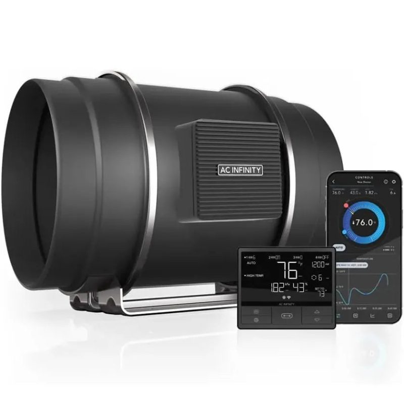 AC Infinity 8" Inline Duct Fan with Temperature Humidity VPD Controller, WiFi Integrated App Control