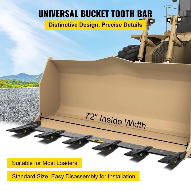 VEVOR Bucket Tooth Bar 48'' Inside Bucket Width Tractor Bucket Teeth 9.84'' Teeth Space Tooth Bar for Loader Bucket 23TF Bolt on Tooth Bucket - MadeInUSA - Image 10
