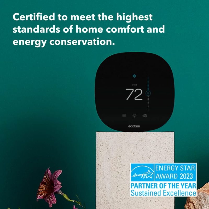 ecobee3 Lite Smart Thermostat – Programmable Wifi Thermostat – Works with Siri, Alexa, Google Assistant – Energy Star Certified – DIY Install, Black - Image 2