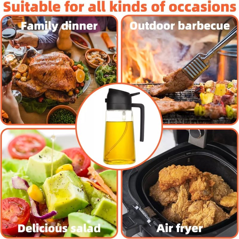 2 in 1 Oil Dispenser And Oil Spray  Bottles- 16Oz - Image 7