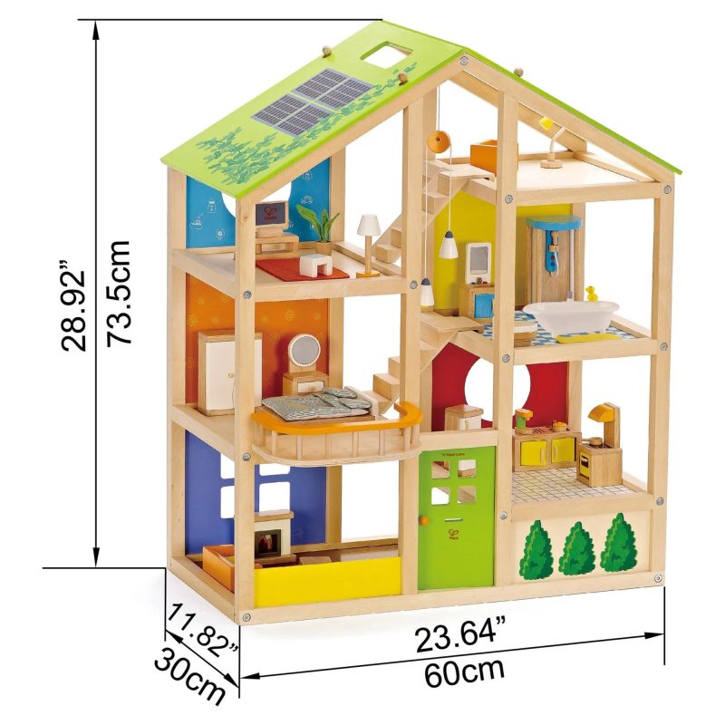 Hape All Seasons Wooden Furnished Dollhouse Playset - Image 2