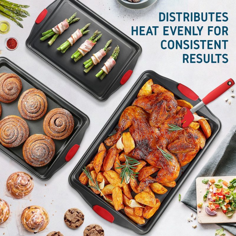 6 Piece Baking Sheet Pan Set Nonstick Cookie Sheets Spatula and Silicon Brushes - Image 10