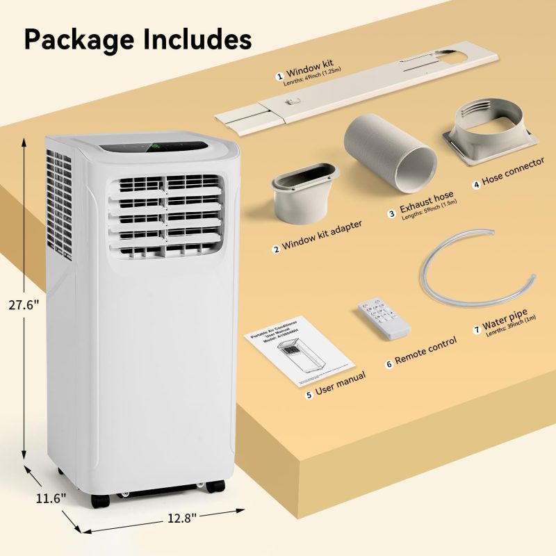 Portable Air Conditioner Cools up to 300 Sq.ft, 4-IN-1 Portable AC Unit with Cooling, Dehumidifier, Fan, 24H Timer (Window Venting Kit Included) - Image 11